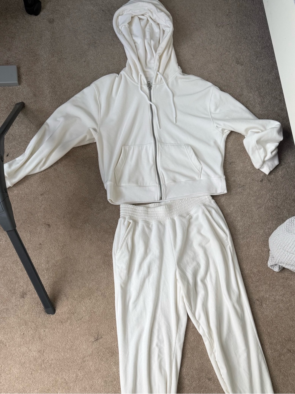 White Velour Jogger Set